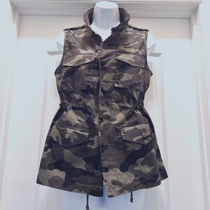 Endless Love-Women's Small Camouflage Vest-Drawstring Waist-Hunting-Casual-Green
